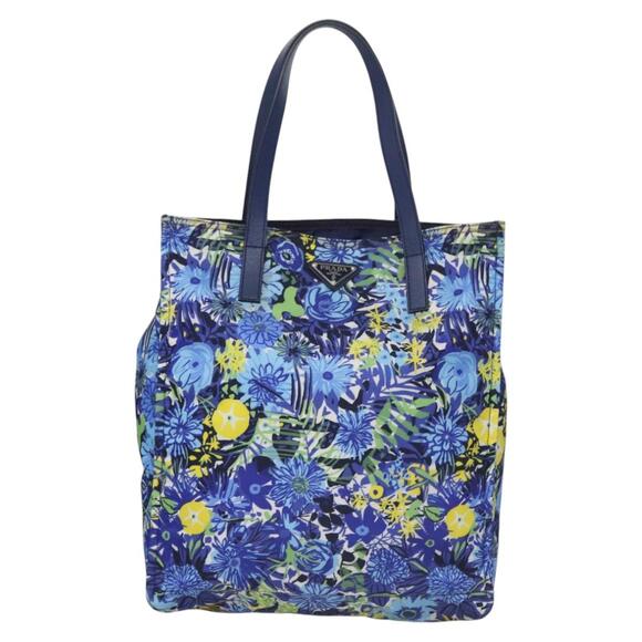 PRADA Flower Tote Bag Nylon Blue - Picture 13 of 16